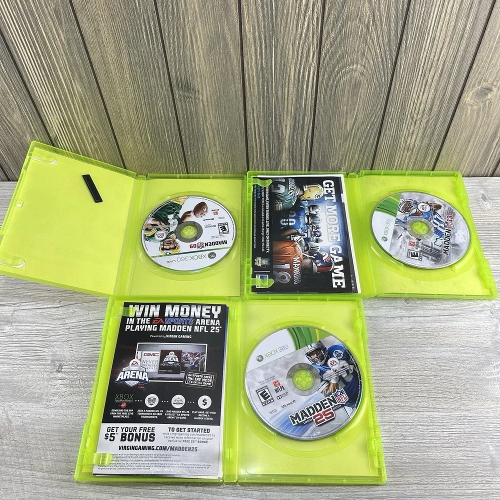 XBox 360  Video Game Lot Of 3 Madden 25,09 And 13 NFL Football Tested Working